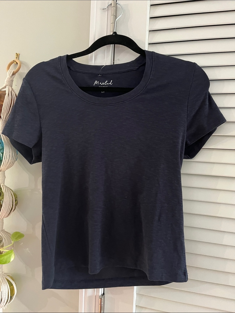 Marled Navy Short Sleeve Crewneck Tee